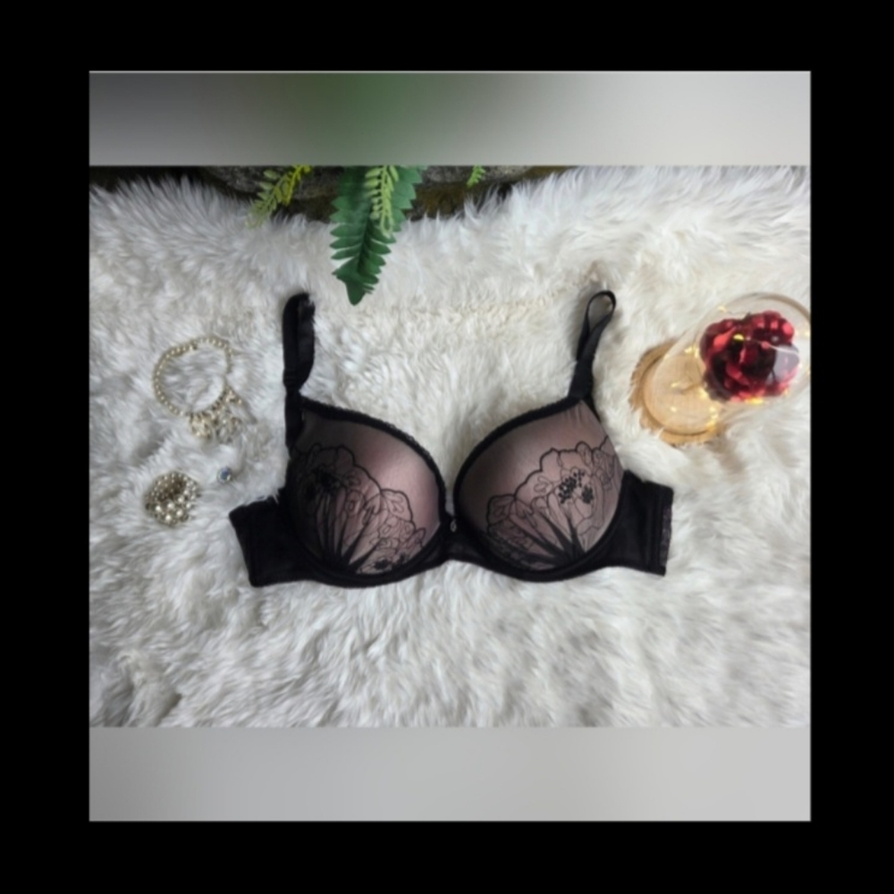 Rachel Roy Nude Bra With Black Lace Overlay 40D New
